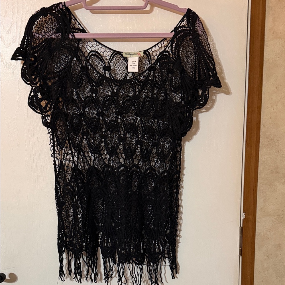 Elegant Black Lace Women Top